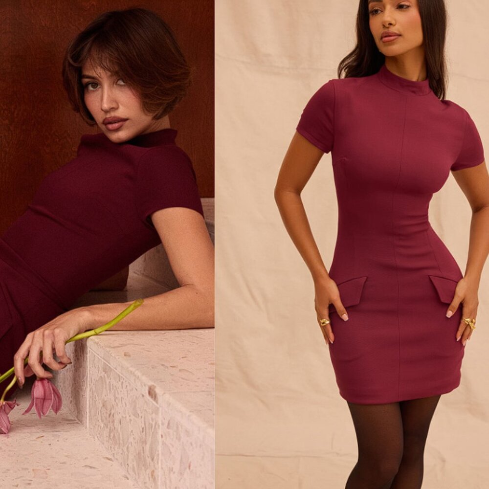 HOUSE OF CB 'Alia' Mulberry Mini Dress NWOT - Picture 6 of 8